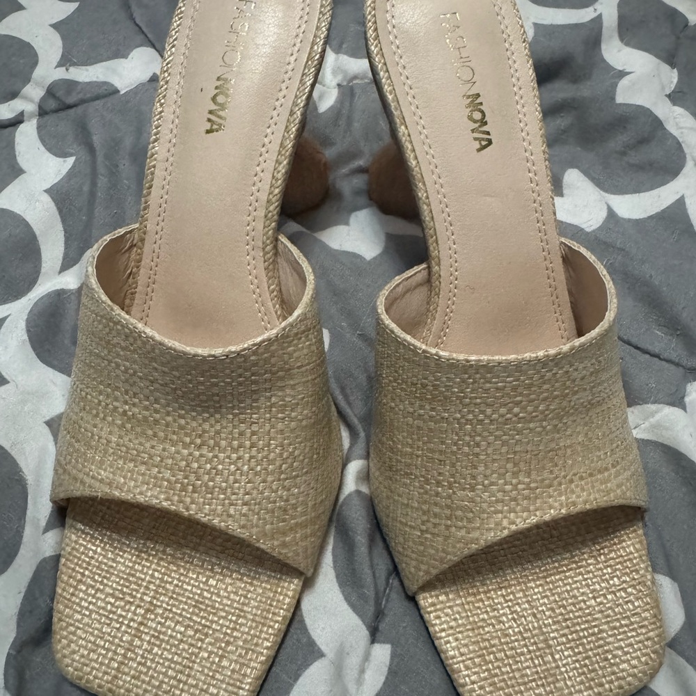 Fashion Nova Textured Tan Mules